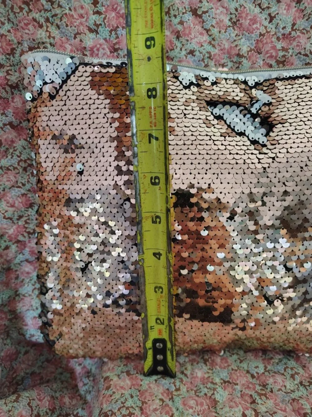 NWOT Large Pink Silver Sequin Makeup Bag Clutch